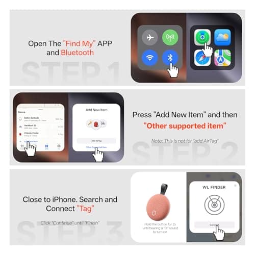 Air Tracker Tags-2 Pack, Bluetooth Tracker Works with Apple Find My (iOS Only), Smart Tag with Keychain, Item Finder for Luggage/Key/Suitcase/Pets/Wallet, Replaceable Battery (Dark Gray) - Thumbnail 4