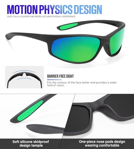 KALIYADI Mens-Sunglasses Polarized Sunglasses-Men Sports: Sport Sun Glasses for Running Cycling Fishing with UV Protection - Thumbnail 4