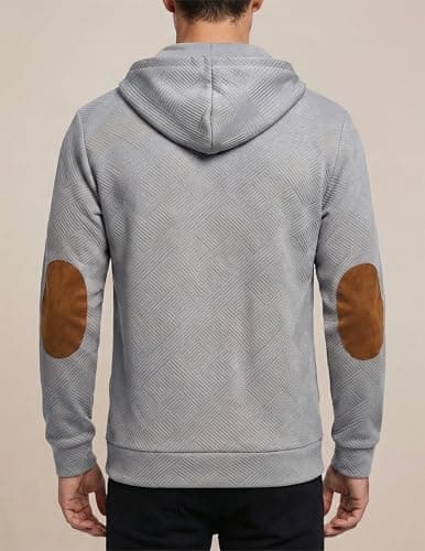 JMIERR Mens Fashion Hoodies Casual Cotton Long Sleeve Half Button Pullover Hooded Sweatshirts for men Oversized Hoodie, 2XL, Grey - Thumbnail 3