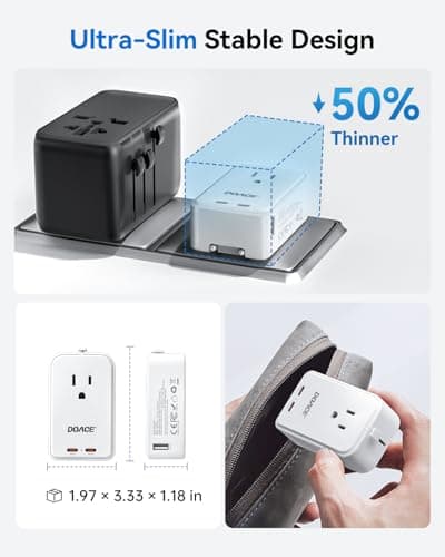 DOACE Pico Travel Adapter PD 45W, 5-Port Universal Power Adapter 1 AC, 2 USB C and 2 USB-A, International Plug Adaptor Worldwide for US to European UK Italy Spain New Zealand Over 200 Countries - Thumbnail 2