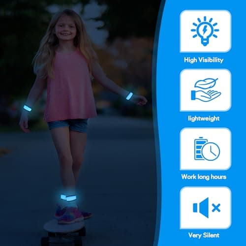 esonstyle 6 PCS LED Bracelets, LED Light Up Bracelets for Kids, Colorful LED Wristbands, Led Slap Bracelets for Kids Walking, Running, Jogging, Concerts, Sports, Camping, Sporting Events - Thumbnail 3