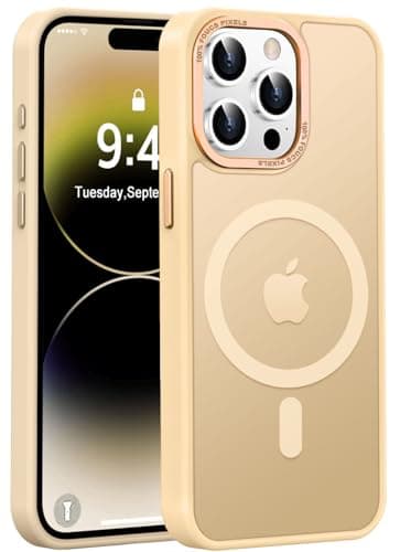 Newfuture Designed for iPhone 14 Pro Case with Magnetic [13 FT Military Drop Protection] [Compatible with Magsafe] Slim Translucent Matte Shockproof with Anti-Fingerprint Phone Case, Creamy Yellow - Image 1
