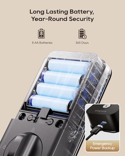 DREAME Apple Smart Door Lock Lite, Digital Smart Locks for Front Door, Apple Home Key Support, 12-Months Battery Life, AI Fingerprint, Smart Deadbolt Lock with App Control, IP54 Waterproof, Auto Lock - Thumbnail 4