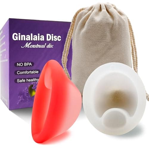 Ginalaia Menstrual Disc, Reusable Medical-Grade Silicone Soft, Flexible, Reusable Period disc for Women - Wear 12 Hours - Removal Notch (Pink+White, M+S) - Image 1