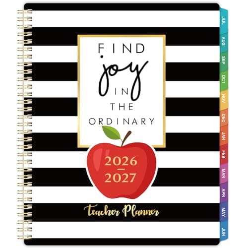 Teacher Planner 2026-2027 - Weekly & Monthly Lesson Plan Book, July 2026 - June 2027, 8.5" x 11", Academic Planner with Twin-Wire Binding for Teachers - Classic Black