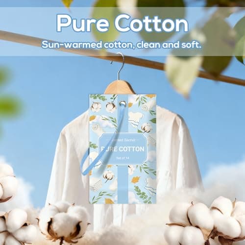 SCENTORINI Scented Sachets for Drawers and Closets, Pure Cotton Scent 14 Pack, Long-Lasting Sachets Bags Wardrobe Freshener, for Luggage, Wardrobe, Cupboard, Handbag, Suitcases, Small Space - Thumbnail 2