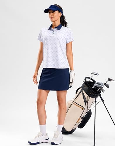 SANTINY Golf Polo Shirts for Women Short Sleeve Quick Dry 3 Buttons Collared Pickleball Shirt Summer Golf Tennis Tops (White Golf Clubs_2XL) - Thumbnail 3