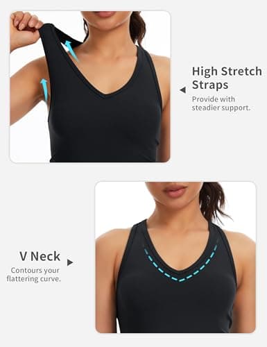 THE GYM PEOPLE Women’s V Neck Workout Tank Tops Racerback Slim Fit Sleeveless Yoga Running Athletic Shirts Black - Thumbnail 4