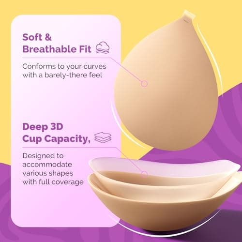 VogaChic Invisible Sticky Bra Push Up, Reusable Adhesive Bra for Backless Dress, Seamless Silicone Nipple Covers for Women's Exotic Bustiers & Corsets (C Cup, Beige, 2PCS) - Thumbnail 3