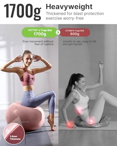 YOTTOY Exercise Ball for Pregnancy,Anti-Burst Yoga Ball for Physical Therapy,Stability Ball for Ball Chair Fitness with Pump (Pink) - Thumbnail 3