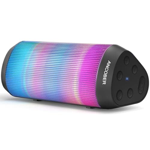 Portable Bluetooth Speaker Powerful HD Loud Sound, LED Lights, IPX4 Wateproof, 24H Playtime, Wireless TWS Pairing, Built-in Mic, for Home/Outdoor/Party, Birthday Gifts for Father Men Dad Husband