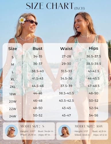 Hanna Nikole Plus Size Tankini Womens Tankini Bathing Suits High Waisted Tankini Swimsuits for Women Plus Size Orange Flowers 24 Plus - Thumbnail 5