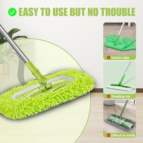 Wzxlj.Y 6 Pack Reusable Mop Pads Refill Compatible with Swiffer Sweeper Mop, Microfiber Wet Mopping Cloths for Floor Cleaning, Ideal for Home Cleaning Washable Floor (Green-6 Pack) - Thumbnail 6