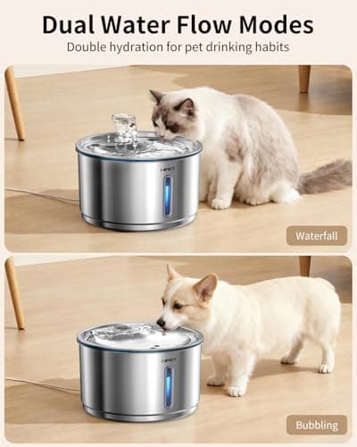 NPET Stainless Steel Cat Water Fountain, 1Gallon/135oz Automatic Pet Drinking Fountain Dog Water Dispenser Bowl with Water Level Window for Cats Indoor - WF210Plus - Thumbnail 4