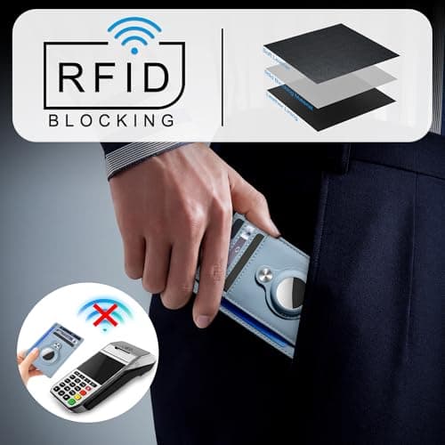 Hawanik Slim Minimalist Front Pocket Air Tag Wallet, RFID Blocking Card Holder Wallet with Airtag Holder - Thumbnail 4