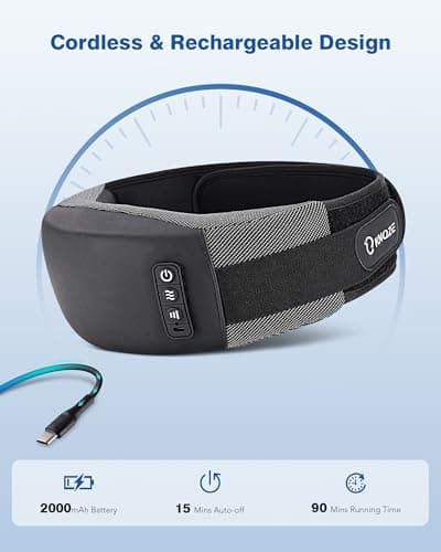 KNQZE Cordless Back Massager Belt for Pain Relief, Stomach Massager for Digestion, Heating Pad with 2 Heating Levels, Slimming Massage Belt with 3 Vibration Modes, Gifts for Women Men - Thumbnail 5