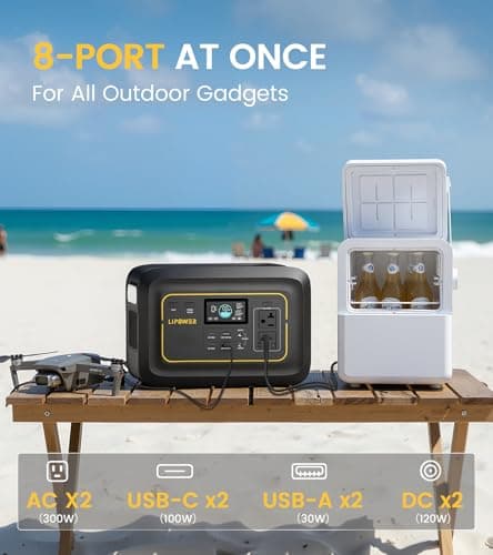 Lipower Portable Power Station, 296Wh Backup Battery with 20ms UPS, 300W (600W Peak) Pure Sine Wave AC Outlet, PD 100W USB-C, 1-Hour Fast Full Charge, Solar Generator for Camping Travel Home Emergency - Thumbnail 3