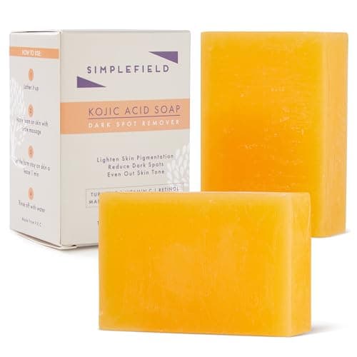 SimpleField Turmeric and Kojic Acid Soap Bar for Reduce Dark Spots & Even Skin Tone – With Vitamin C, Glycerin & Tea Tree Oil – Gentle Cleanse & Hydration for Face & Body (2 Pack) - Image 1