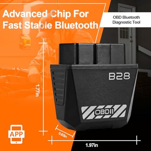 2026 B28 Bluetooth 5.3 OBD2 Scanner, Engine System Exclusive Diagnostic Tool, Does Not Support ABS/SRS/Airbags, Free App, 1000+ Engine Codes, OBD-Powered, Compatible with iOS/Android, 1996+ Vehicles - Thumbnail 2