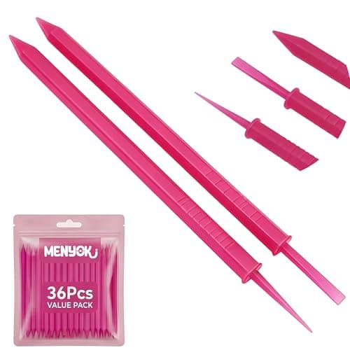 36Pcs Plastic Cuticle Sticks for Nails,Double Sided Cuticle Pusher Bulk,Nail Cleaner Tools for Manicure,3-Tip Dotting Tool for Gel Polish,Crafts 5.1 Inch,Hot Pink