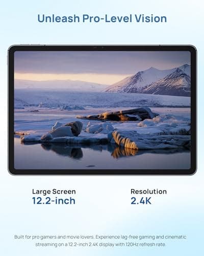 Ulefone Tab A12 Pro Tablet, 12.2" 2.4K 90Hz Large Android 16 Tablet, Widevine L1, 16GB RAM 128GB ROM, 2TB Expandable, 9000mAh Battery, Quad Speakers, 4G LTE WiFi 5, Stylus & Cover, Space Gray - Thumbnail 2