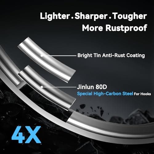 Diamond Treble Hooks 4X Strong Fishing Hooks,Fish Scale Pattern Triple Hooks Sharp Barbed/High Carbon Steel/Round Bend for Lures Freshwater Saltwater Sizes #6 - Thumbnail 4