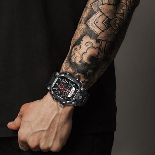 SUPLINK Rugged Case with Sport Band for 44mm Apple Watch Bands for Men, Compatible with Apple Watch Series SE 3/SE 2/SE/6 5 4, Protective Bumper Cover for iWatch Bands (Black) - Thumbnail 2