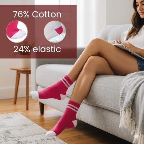 Forever Bambe Retro Mini Crew Socks for Women - 4 Pink Socks - Thumbnail 2