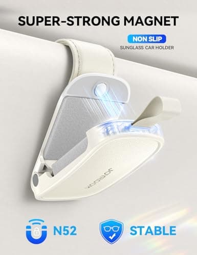 JOYROOM Sunglass Holder for Car Magnetic Visor Sunglasses Holder Clip (White) - Thumbnail 3