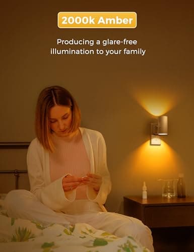 L LOHAS LED Night Light, Amber Nightlight, Dimmable Night Light 100LM, Light Sensor, Yellow Nightlight, Sleep Light for Kids, Soft & Warm Light for Bedroom, Hallway, Bathroom, 2 Pack - Thumbnail 6