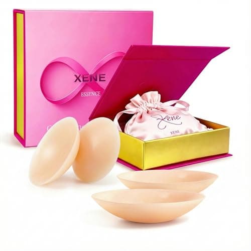 Xene Nipple Covers for Women 2 Pairs Reusable Silicone Adhesive Pasties, Invisible No Show Sticky Breast with Luxury Box - Image 1