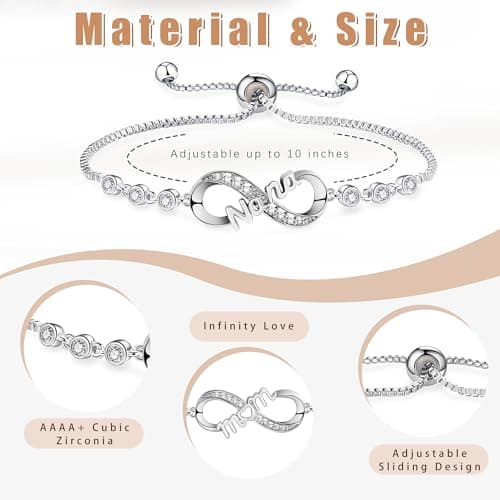 BAYLAY Daughter Gifts from Mom, Infinity Bracelets for Women 18K Plated Silver Infinity Bracelet Gaughter Bracelets from Mom Jewelry Birthday Gifts for Daughter - Thumbnail 5