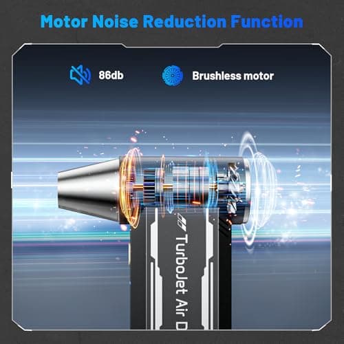EXTOLINK L8 Compressed Air Duster 180,000 RPM 4-Speed Electric with TurboJet Mode, 8000mAh Battery & Cleaning Kit, for Desktop, PC, Keyboard, Laptop, Car, Home - Thumbnail 5