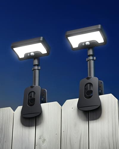 FabStyl Clip On Solar Lights Outdoor, 92LED 500LM with Type-C Charging, Solar Motion Sensor Security Light, 3 Modes Waterproof Chain Link Fence Lights for Deck, Garden, Gutter, Mailbox, Camping - Image 1
