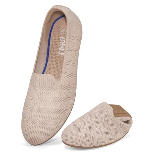 ATHMILE Ballet Flats for Women Ballerina Slip On Round Toe Loafer Shoes Dressy Casual for Wedding Business Daily 2026 Fashion Zapatos Bajos para Mujer Nude Size 6 - Image 1