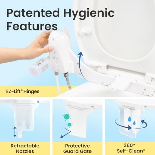 WHIFT 320 Bidet Dual Nozzle, Built-In Deodorizing Spray, Warm Water, Non-Electric Bidet Attachment For Toilet Seat, Easy Slide-In Install, Rear & Feminine Wash, LUXE Bidet (White) - Thumbnail 5
