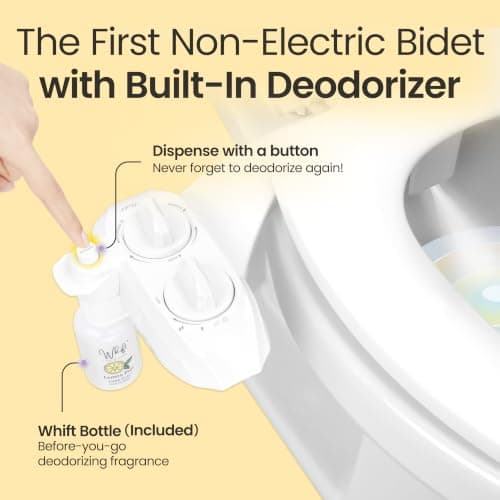 WHIFT 185 Bidet Dual Nozzle, Built-In Deodorizing Spray, Non-Electric Bidet Attachment For Toilet Seat, Easy Slide-In Install, Cold Water, Rear & Feminine Wash, LUXE Bidet (White) - Thumbnail 2
