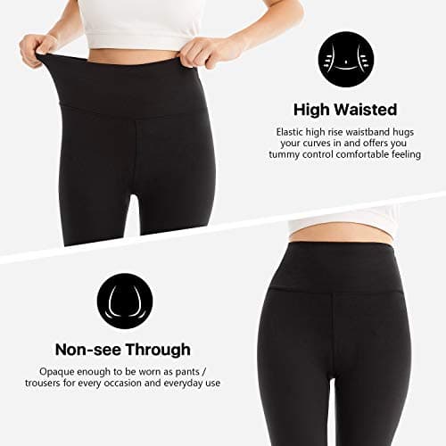 SINOPHANT High Waisted Leggings for Women - Full Length Capri Buttery Soft Yoga Pants for Workout Athletic(Capri Burgundy,S-M) - Thumbnail 3