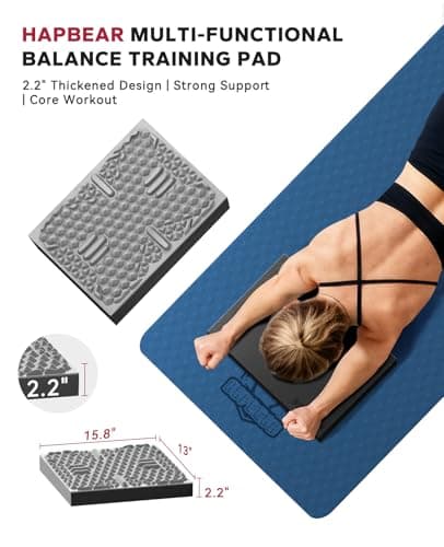 HAPBEAR Exercise Balance Pad - 15"x12" Non-Slip Textured Foam Balance Pad with 2-in-1 Stability & Massage - 2.2" Thick TPE Layer with Soft Cushioning + EVA Massage Layer for Physical Therapy, Core Training & Massage - Thumbnail 2
