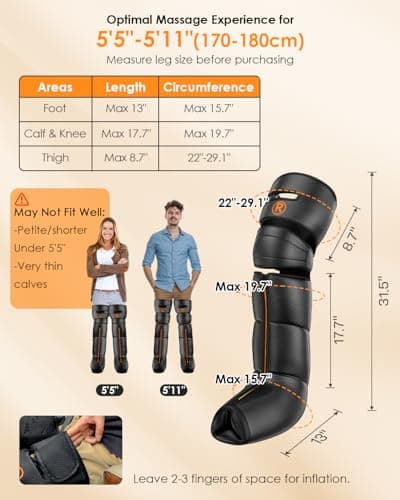 DEJUNPIOOL Leg Massager with Heat and Compression - Foot Calf Thigh Massage for Circulation and Pain Relief, Professional Compression Boots with 6 Modes, 9 Intensity, 4 Heat, Gifts for Mom Dad - Thumbnail 3