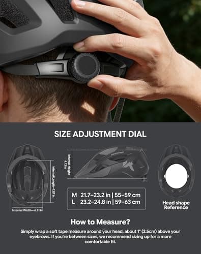 InnerKing Adult Bike Helmet and Cycling Sunglasses Set, Safety Certified Mountain Bicycle Helmet with UV Protection Glasses & Rear Light, Commuting Road Bike Helmet with Visor for Men Women - Thumbnail 2