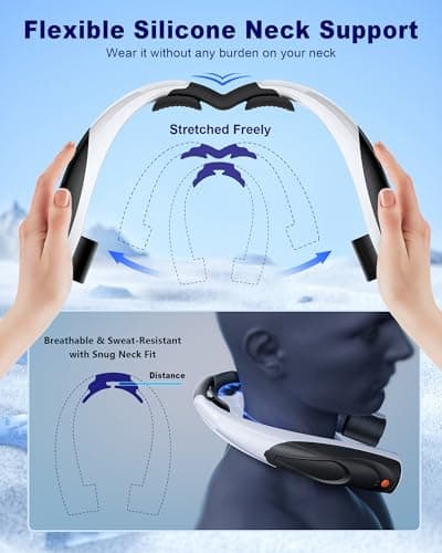 Tenvolti Portable Neck Fan - 6000mAh Rechargeable Personal Fan with 6 Speeds, 360° Cooling Surround Airflow, 20H Long Battery Life Hands-Free Wearable Fan for Outdoor Travel, Office, and Sports - Thumbnail 6