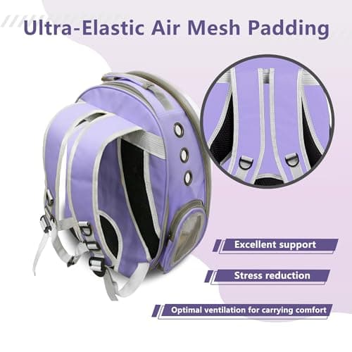 Expandable Cat Backpack Carrier, Breathable Clear Bubble Window Pet Carrier for Small Dogs and Cats up to 12 lbs, Airline Approved Travel Bag for Hiking and Outdoor Use (Back Expandable-Purple) - Thumbnail 5