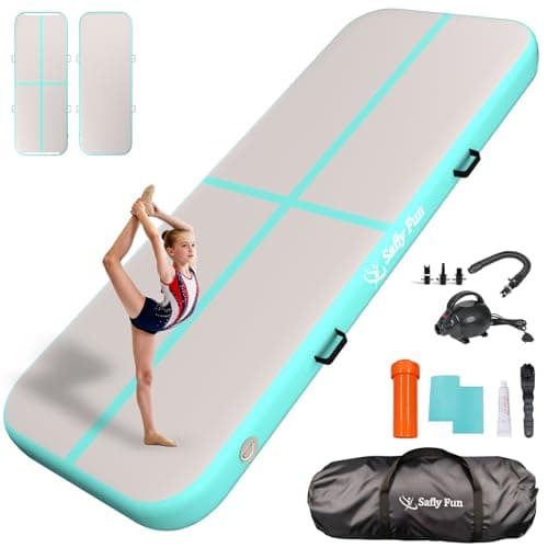 Inflatable Gymnastics Air Mat 6.6ft/10ft – Shock-Absorbing Tumble Track for Safe Home, Gym & Outdoor Training with Electric Pump