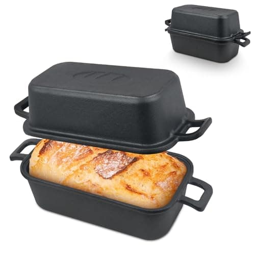 Demine Cast Iron Loaf Pan with Lid 9x5 Inch – Dutch Oven Bread Pan for Sourdough, Banana Bread, Meatloaf – Even Heat, Non-Stick, Oven Safe Baking Pans - Image 1