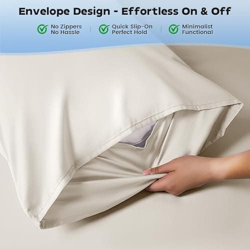 Silver Infused Pillowcases – Cooling Pillow Cases with Silk, Softness Breathable Temperature-Regulating Pillow Cover, Odor Control Freshness Sleep for Hot Sleepers - King 20"x36”, 2 Pack, White - Thumbnail 3