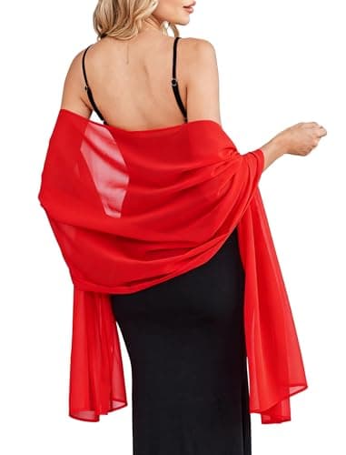 Avidlove Shawls and Wraps for Evening Dresses Sheer Shawl Rave Scarf Formal Evening Party Women Accessory Red - Image 1