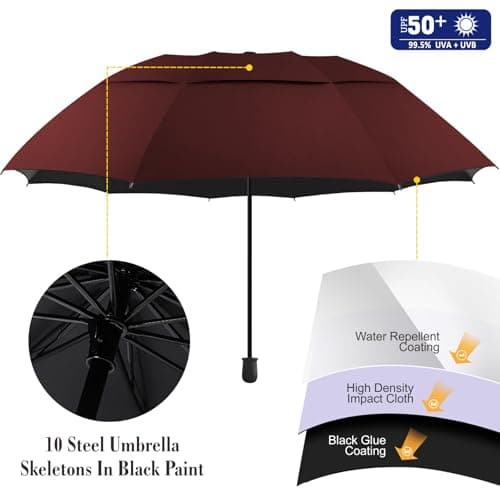 DUOUPA Patio Umbrellas Beach umbrella with Clamp,outdoor umbrella,Portable Umbrellas for Rain,Chair,Golf Cart,Stroller Manual Open & Close (Wine 43″/Type A) - Thumbnail 4