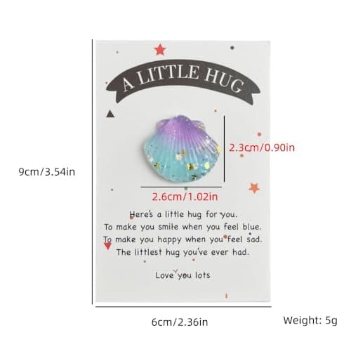 mountova 10 Sets Pocket Hug Card with Shell Token Encouragement Greeting Cards with Motivational Quotes Inspirational Emotional Support Anxiety Relief Keepsakes for Friends, Family - Thumbnail 6