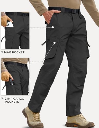 MOURCE Cargo Work Pants for Men Construction - Waterproof Tactical Pants for Men, Black 32L - Thumbnail 4